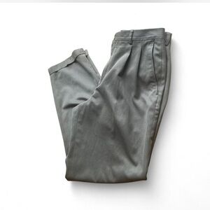 Grayish Khaki Claiborne Pleated Trousers Cuffed Hem Men's 33X32 Dress Pants